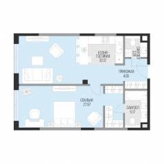 ЖК «Садовническая 69», планировка 1-комнатной квартиры, 72.59 м²