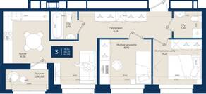 ЖК «Новатория», планировка 2-комнатной квартиры, 49.88 м²