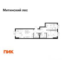 ЖК «Митинский лес», планировка 2-комнатной квартиры, 56.50 м²