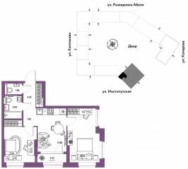 ЖК «Страна.Парковая», планировка 3-комнатной квартиры, 52.00 м²
