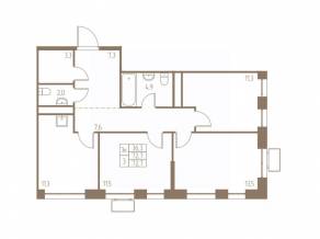 ЖК «Фабрикант», планировка 3-комнатной квартиры, 72.70 м²