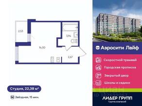 ЖК «Аэросити Life», планировка студии, 22.38 м²