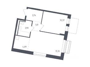 ЖК «Рублевский Квартал», планировка 1-комнатной квартиры, 38.50 м²