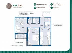 ЖК «ЛесART», планировка 2-комнатной квартиры, 69.85 м²