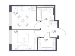 ЖК «Горки Парк», планировка 1-комнатной квартиры, 32.36 м²