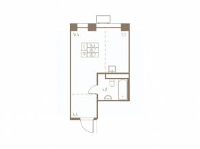 ЖК «Фабрикант», планировка студии, 30.70 м²