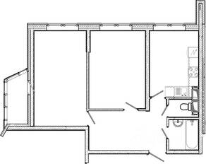ЖК «ТриДевяткино царство», планировка 2-комнатной квартиры, 55.00 м²