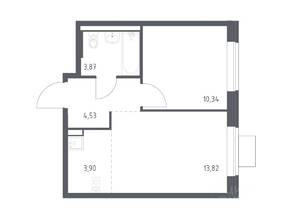 ЖК «Подольские Кварталы», планировка 1-комнатной квартиры, 36.46 м²