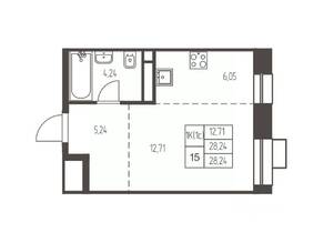 ЖК «Новая Ивантеевка», планировка студии, 28.20 м²