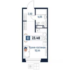 ЖК «Максималист», планировка студии, 23.48 м²