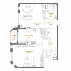 ЖК «Monodom Line», планировка 2-комнатной квартиры, 99.70 м²