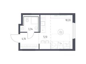 ЖК «Пригород Лесное», планировка студии, 22.80 м²