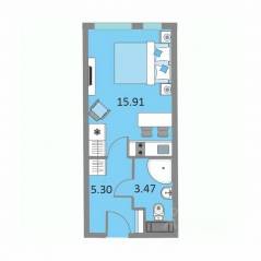 Апарт-комплекс «Начало», планировка студии, 24.50 м²