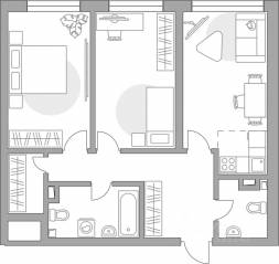 ЖК «Тринити-3», планировка 3-комнатной квартиры, 69.32 м²