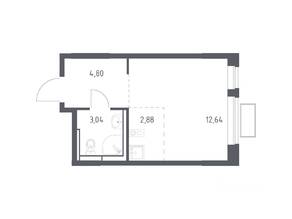 ЖК «Новое Видное», планировка студии, 23.20 м²