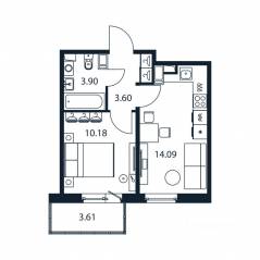 ЖК «Полис ЛАВрики», планировка 1-комнатной квартиры, 31.20 м²