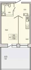 ЖК «Экос», планировка 1-комнатной квартиры, 43.60 м²