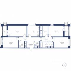 ЖК «Цветочный город», планировка 4-комнатной квартиры, 125.80 м²