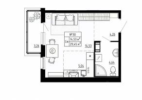 МЖК «Аннино Сити», планировка студии, 29.45 м²