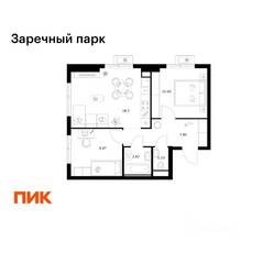 ЖК «Заречный парк», планировка 2-комнатной квартиры, 51.03 м²