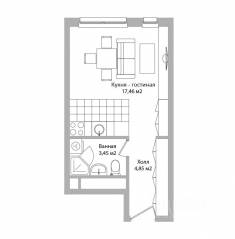 МФК Инвест-отель «Адрес», планировка студии, 25.80 м²
