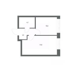 ЖК «NEWПИТЕР», планировка 1-комнатной квартиры, 36.41 м²