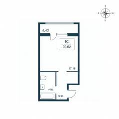 ЖК «Расцветай в Янино», планировка студии, 28.90 м²
