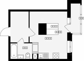 ЖК «Красная горка», планировка студии, 26.10 м²