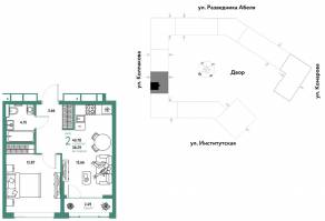 ЖК «Страна.Парковая», планировка 2-комнатной квартиры, 40.78 м²