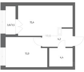 ЖК «NEWПИТЕР», планировка 1-комнатной квартиры, 37.56 м²