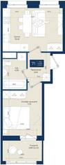 ЖК «Новатория», планировка 1-комнатной квартиры, 37.37 м²