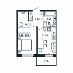ЖК «Полис ЛАВрики», планировка 1-комнатной квартиры, 34.70 м²
