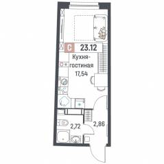 ЖК «Авиатор» (Девяткино), планировка студии, 23.12 м²