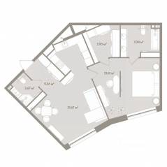 Апарт-комплекс «D'oro Mille», планировка 3-комнатной квартиры, 72.30 м²