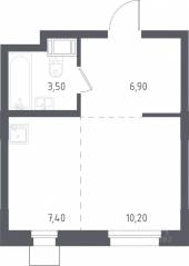МФК «Люберцы 2023», планировка студии, 28.20 м²