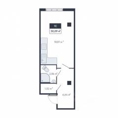 ЖК «Ромашки», планировка студии, 29.90 м²