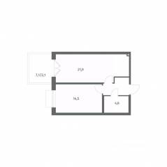 ЖК «Парусная 1», планировка 1-комнатной квартиры, 47.40 м²