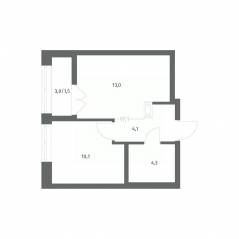 ЖК «NEWПИТЕР», планировка 1-комнатной квартиры, 33.01 м²