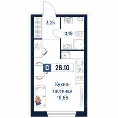 ЖК «Максималист», планировка студии, 26.10 м²