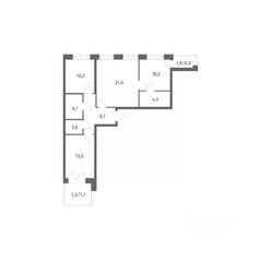 ЖК «NEWПИТЕР», планировка 3-комнатной квартиры, 79.01 м²