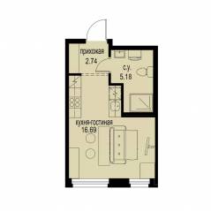 ЖК «ID Murino III», планировка студии, 24.61 м²