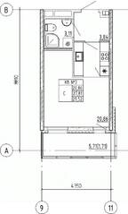 ЖК UP-квартал «Воронцовский», планировка студии, 29.52 м²