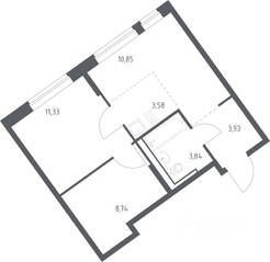 ЖК «Молжаниново», планировка 1-комнатной квартиры, 42.27 м²