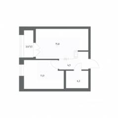 ЖК «NEWПИТЕР», планировка 1-комнатной квартиры, 37.88 м²