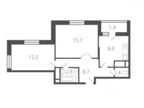 Квартал «Новые Котельники», планировка 2-комнатной квартиры, 53.70 м²