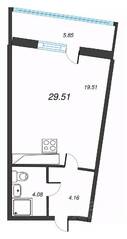 ЖК «Левитан», планировка студии, 29.51 м²