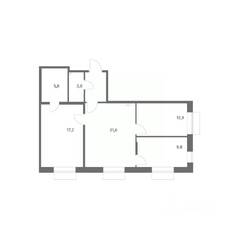 ЖК «Парусная 1», планировка 3-комнатной квартиры, 71.90 м²