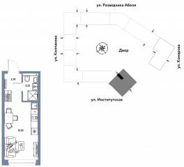 ЖК «Страна.Парковая», планировка студии, 22.14 м²