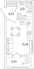 ЖК «Гранат», планировка студии, 21.03 м²