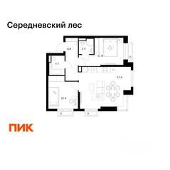 ЖК «Середневский лес», планировка 2-комнатной квартиры, 59.30 м²